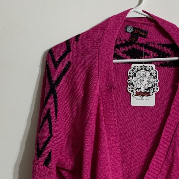 NWT JJ Basics Pink Cardigan Sweater Dress Jacket Cotton Open Front Large - Picture 3 of 9